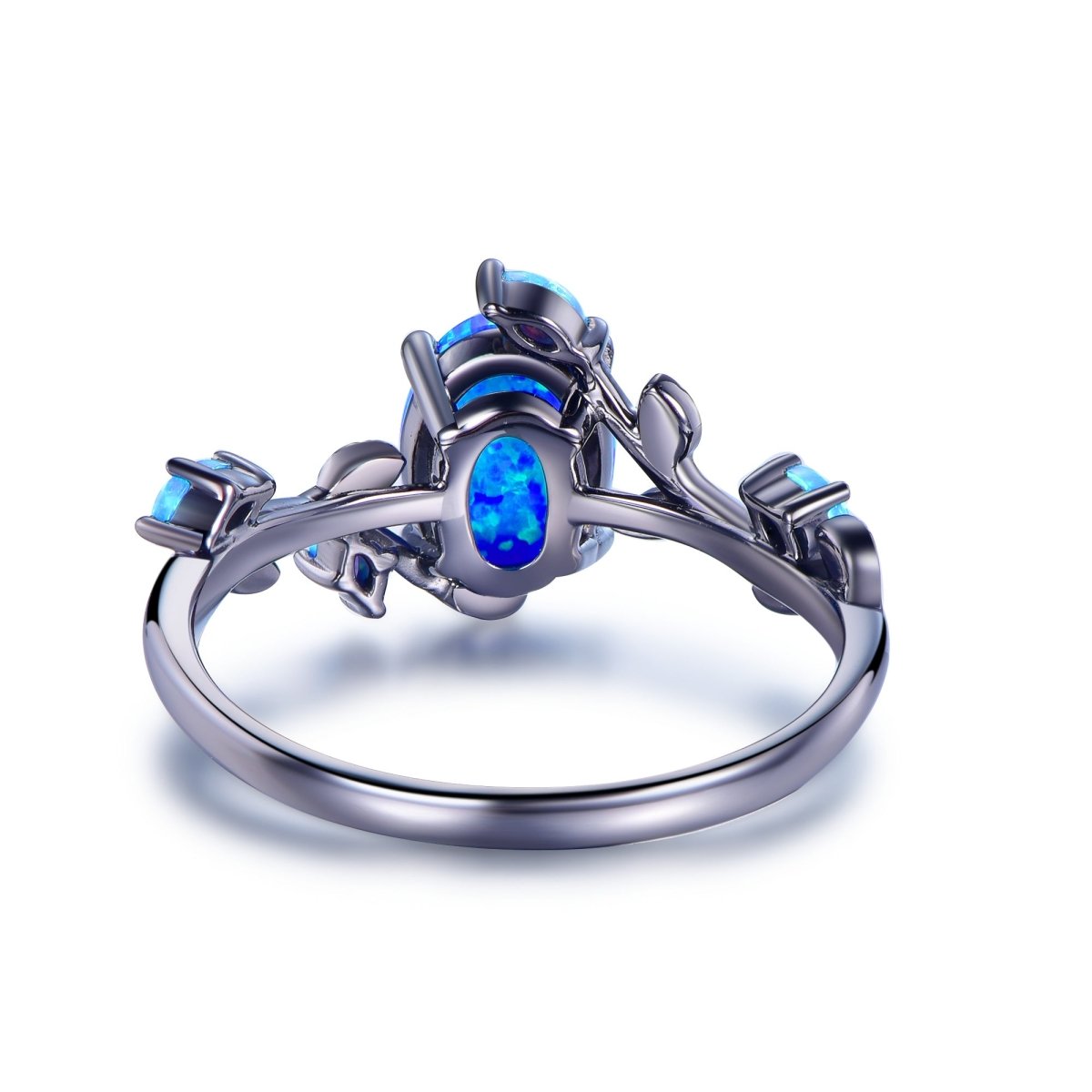 Oval Blue Opal Engagement Vine Ring 14K Gold/Silver - Lord of Gem Rings