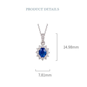 Oval Blue Sapphire Diamond Pendant 14K White Gold - Lord of Gem Rings