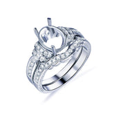 Oval Bridal Semi Bridal Set With Diamond Contour Band - Lord of Gem Rings