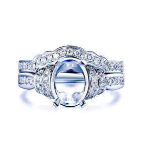 Oval Bridal Semi Bridal Set With Diamond Contour Band - Lord of Gem Rings