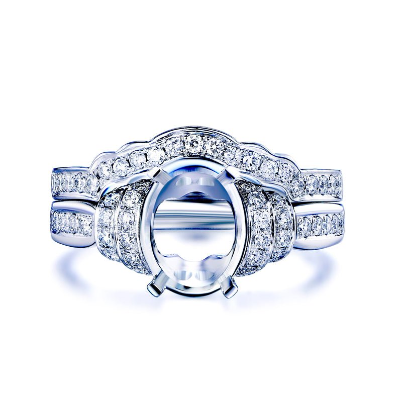 Oval Bridal Semi Bridal Set With Diamond Contour Band - Lord of Gem Rings