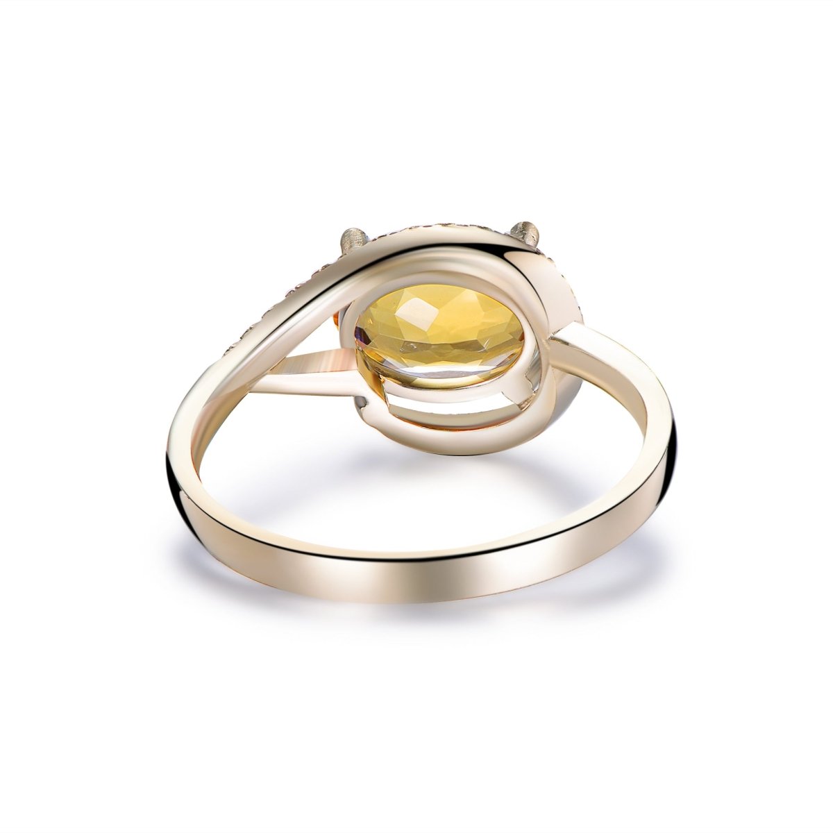 Oval Citrine Engagement Ring with Diamond Spiral Halo - Lord of Gem Rings