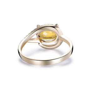 Oval Citrine Engagement Ring with Diamond Spiral Halo - Lord of Gem Rings