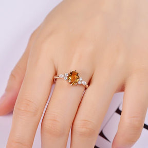 Oval Citrine Moissanite Rope Engagement Ring 14K Yellow Gold - Lord of Gem Rings