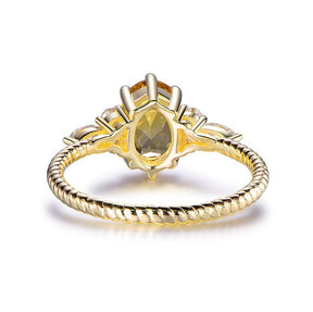 Oval Citrine Moissanite Rope Engagement Ring 14K Yellow Gold - Lord of Gem Rings