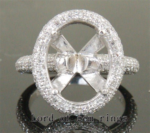 Oval Cut 11x14mm -1.26CT Diamond 14K White Gold Engagement Wedding Ring Settings - Lord of Gem Rings