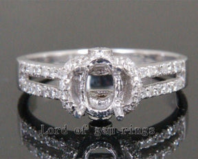 Oval Cut 5x7mm Real 14K White Gold Pave .36CT Diamond Engagement Semi Mount Ring - Lord of Gem Rings