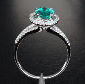 Oval Emerald Accents Diamond Halo Split Shank Engagement Ring - Lord of Gem Rings