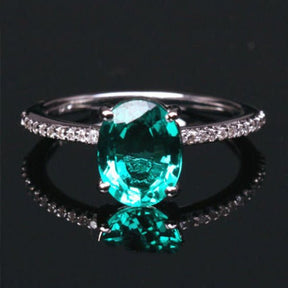 Oval Emerald Diamond Accents Engagement Ring 14K Gold - Lord of Gem Rings