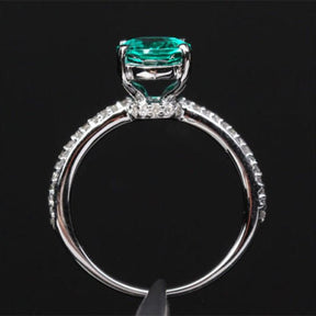 Oval Emerald Diamond Accents Engagement Ring 14K Gold - Lord of Gem Rings