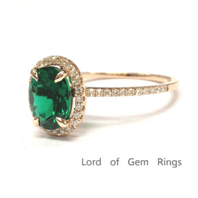 Oval Emerald Diamond Halo Engagement Ring - Lord of Gem Rings