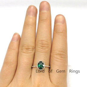 Oval Emerald Diamond Halo Engagement Ring - Lord of Gem Rings
