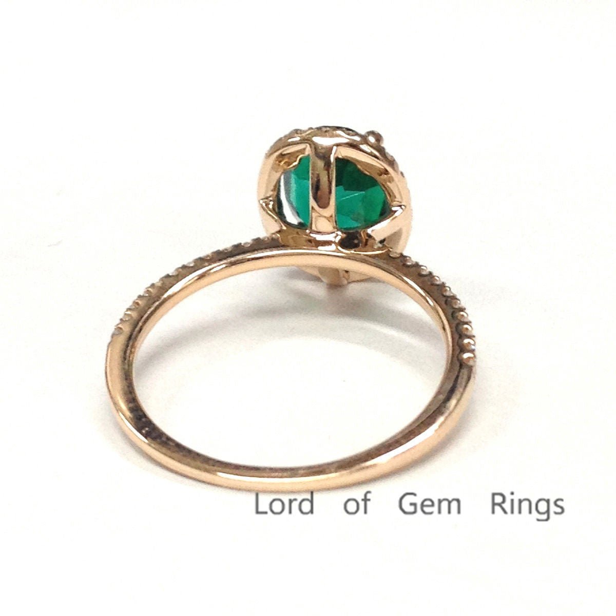 Oval Emerald Diamond Halo Engagement Ring - Lord of Gem Rings