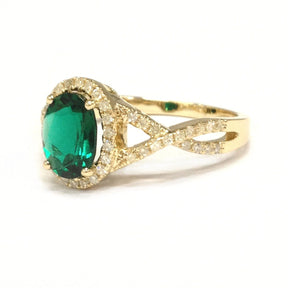 Oval Emerald Diamond Halo Infinite Love Engagement Ring - Lord of Gem Rings