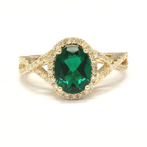 Oval Emerald Diamond Halo Infinite Love Engagement Ring - Lord of Gem Rings