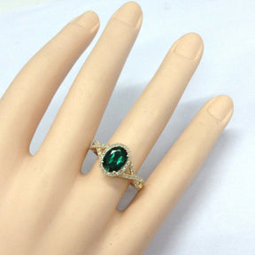 Oval Emerald Diamond Halo Infinite Love Engagement Ring - Lord of Gem Rings