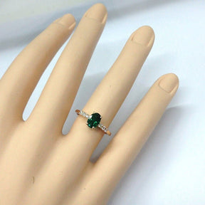 Oval Emerald Prong-Set Triple Diamond Engagement Ring - Lord of Gem Rings