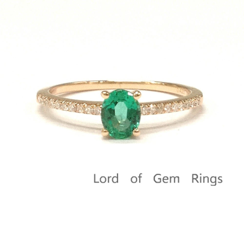 Oval Green Tsavorite(Garnet) Engagement Ring with Diamond Accents - Lord of Gem Rings