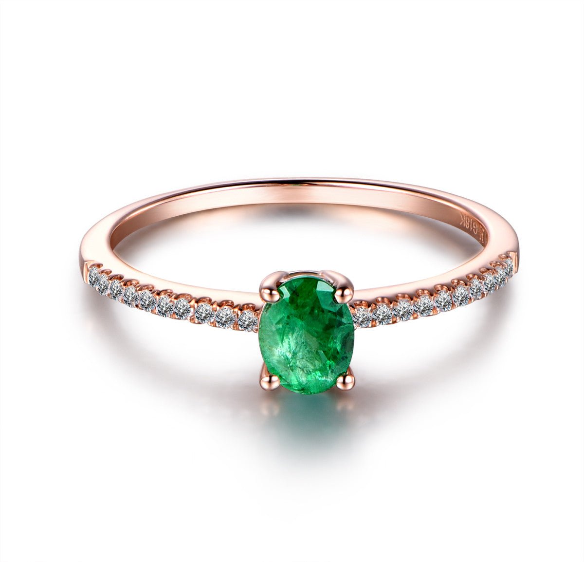 Oval Green Tsavorite(Garnet) Engagement Ring with Diamond Accents - Lord of Gem Rings