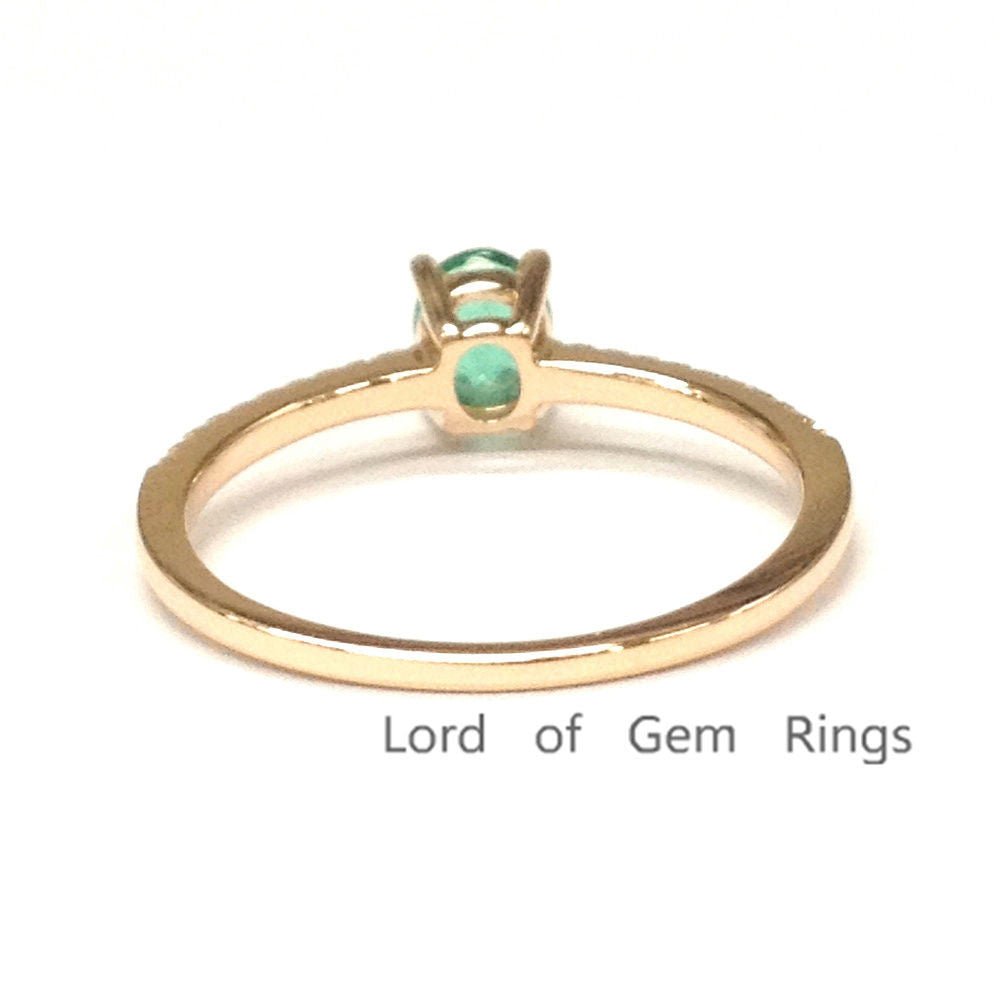 Oval Green Tsavorite(Garnet) Engagement Ring with Diamond Accents - Lord of Gem Rings