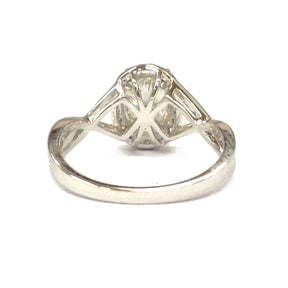 Oval Moissanite Crossover Ring with Diamond Halo - Lord of Gem Rings