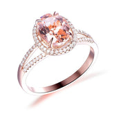 Oval Morganite Diamond Halo Split Shank Ring - Lord of Gem Rings