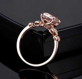 Oval Morganite Diamond Lovely Heart Ring 14K Rose Gold - Lord of Gem Rings