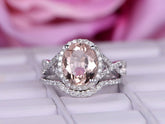 Oval Morganite Infinity Ring Diamond Bridal Set - Lord of Gem Rings