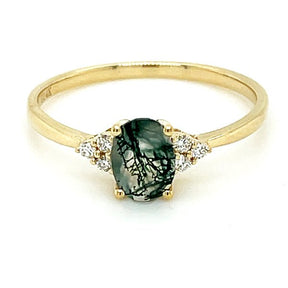 Oval Moss Agate Cluster Ring - Lord of Gem Rings