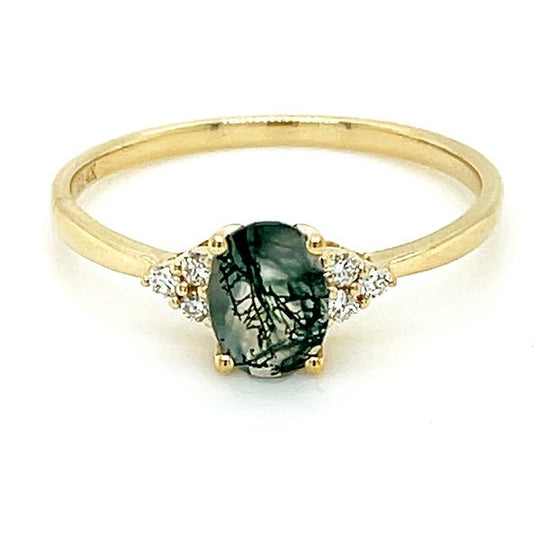 Oval Moss Agate Cluster Ring