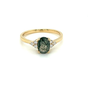 Oval Moss Agate Cluster Ring - Lord of Gem Rings