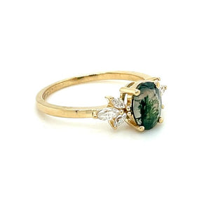 Oval Moss Agate Petal Ring - Lord of Gem Rings