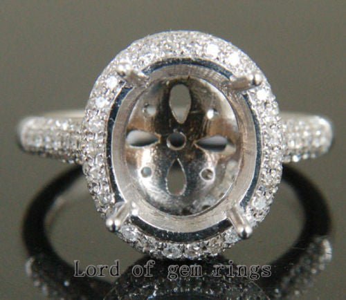 Oval Semi Mount Ring Diamond Halo Accents - Lord of Gem Rings