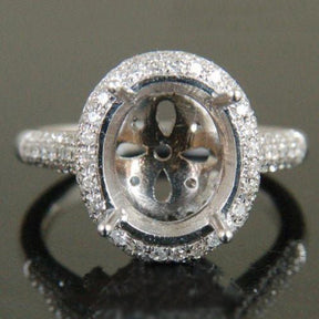 Oval Semi Mount Ring Diamond Halo Accents - Lord of Gem Rings