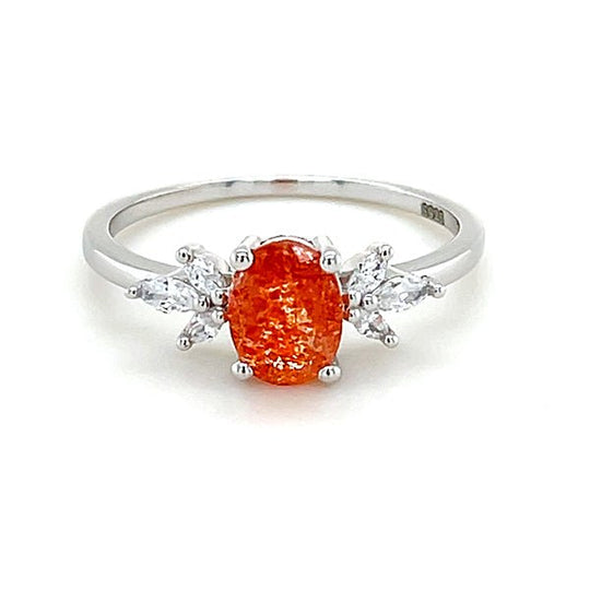 Oval Sunstone Petal Ring