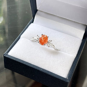 Oval Sunstone Petal Ring - Lord of Gem Rings