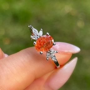 Oval Sunstone Petal Ring - Lord of Gem Rings