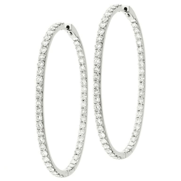 Pave Diamond Earrings Hoops 14K Yellow Gold - Lord of Gem Rings