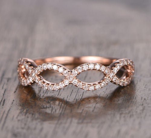 Pave Diamond Infinite Love Half Eternity Wedding Band