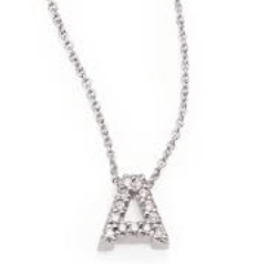 Pave Diamond Initial Pendant 14K Gold Chain Necklace