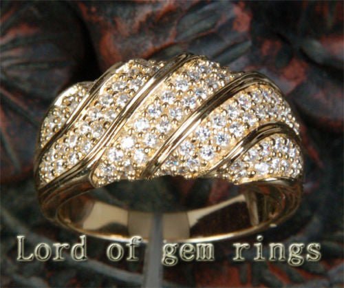 Pavé Diamond Ribbed Wedding Ring 14K Yellow Gold (1.21ct.tw.) - Lord of Gem Rings