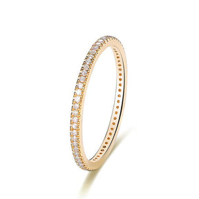 Pave Diamond Wedding Band Eternity Thin Anniversary Ring 14K Yellow Gold - Lord of Gem Rings