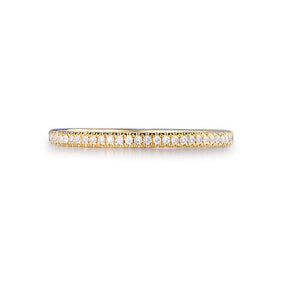 Pave Diamond Wedding Band Eternity Thin Anniversary Ring 14K Yellow Gold - Lord of Gem Rings