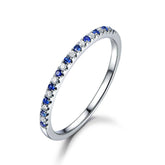 Pave Sapphire/Diamond Wedding Band Half Eternity Anniversary Ring 14K White Gold - Lord of Gem Rings