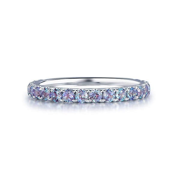 Pave-Set Alexandrite 3/4 Eternity June Birthstone Band - Lord of Gem Rings