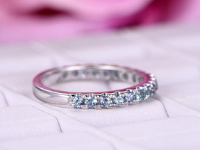 Pave-Set Alexandrite 3/4 Eternity June Birthstone Band - Lord of Gem Rings