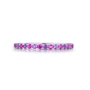 Pave-Set Amethyst Ruby Half Eternity February July Birthstone Band - Lord of Gem Rings