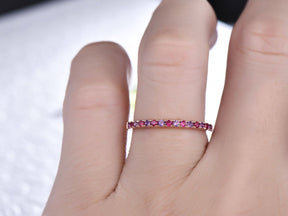 Pave-Set Amethyst Ruby Half Eternity February July Birthstone Band - Lord of Gem Rings