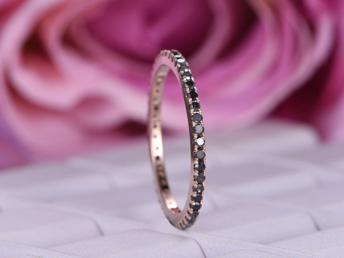 Pave-Set Black Diamond Full Eternity Thin Band - Lord of Gem Rings