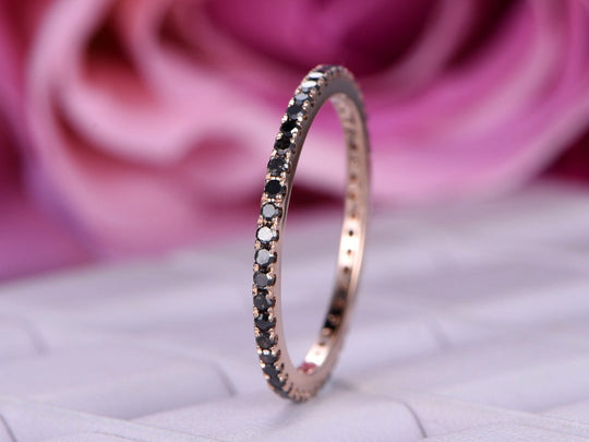 Pave-Set Black Diamond Full Eternity Thin Band
